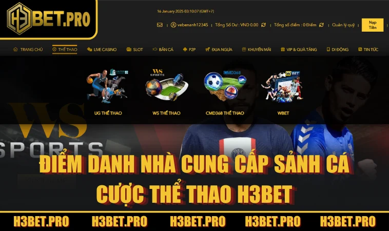 Điểm danh nhà cung cấp sảnh cá cược thể thao H3BET