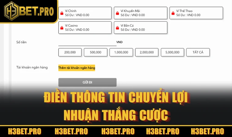 Điền thông tin chuyển lợi nhuận thắng cược