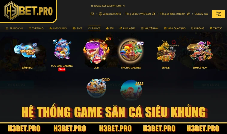 Hệ thống game săn cá siêu khủng