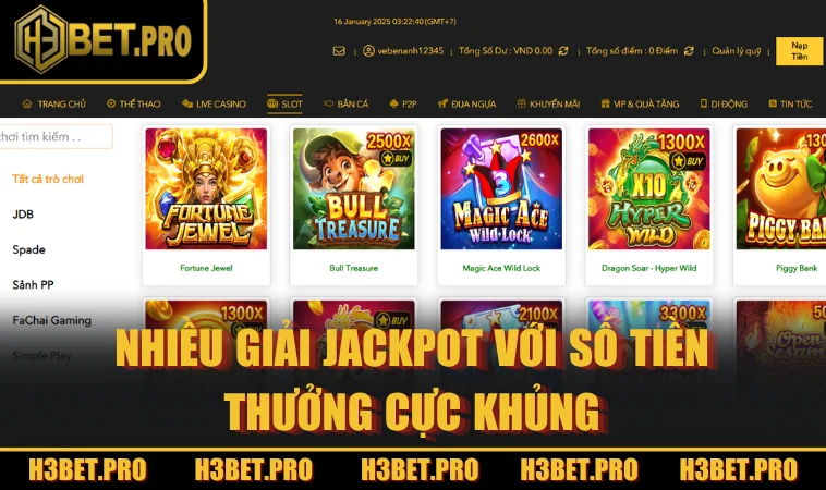 Nhiều giải Jackpot với số tiền thưởng cực khủng